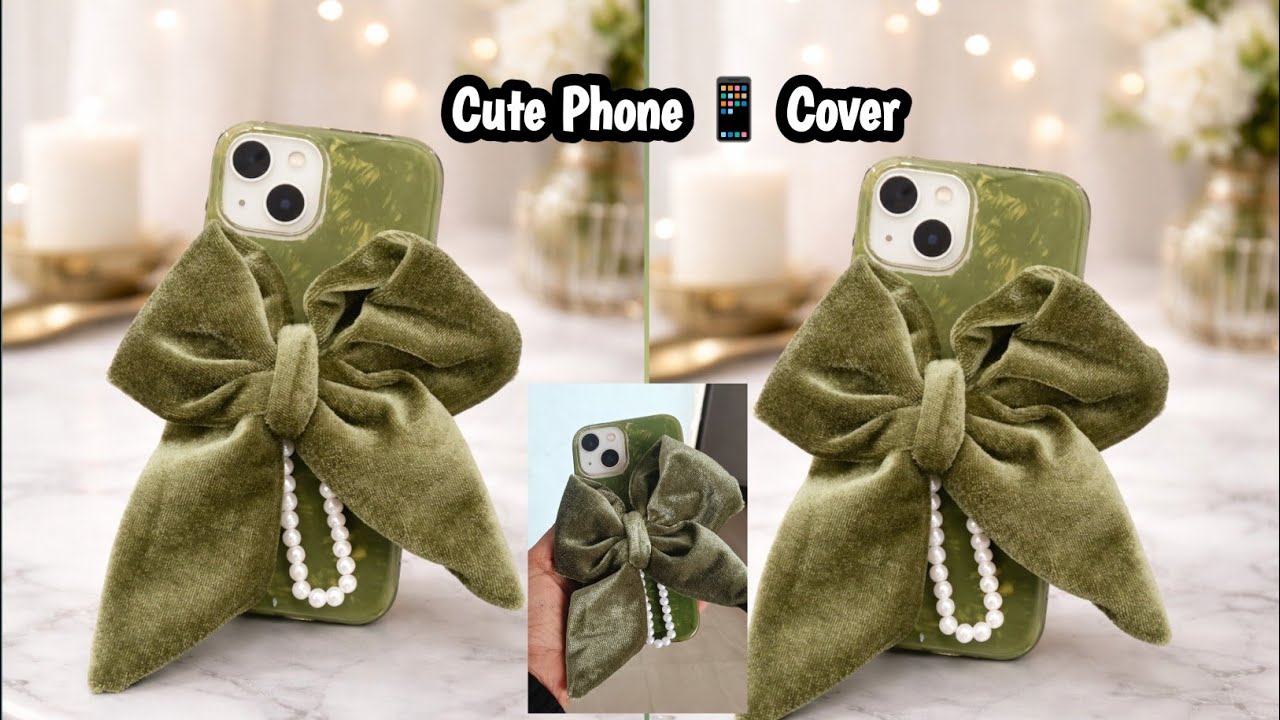 इतना प्यारा फोन कवर 😍 Bow & Pearl Aesthetic Look || Simple Phone Cover को Luxury Look कैसे दें 