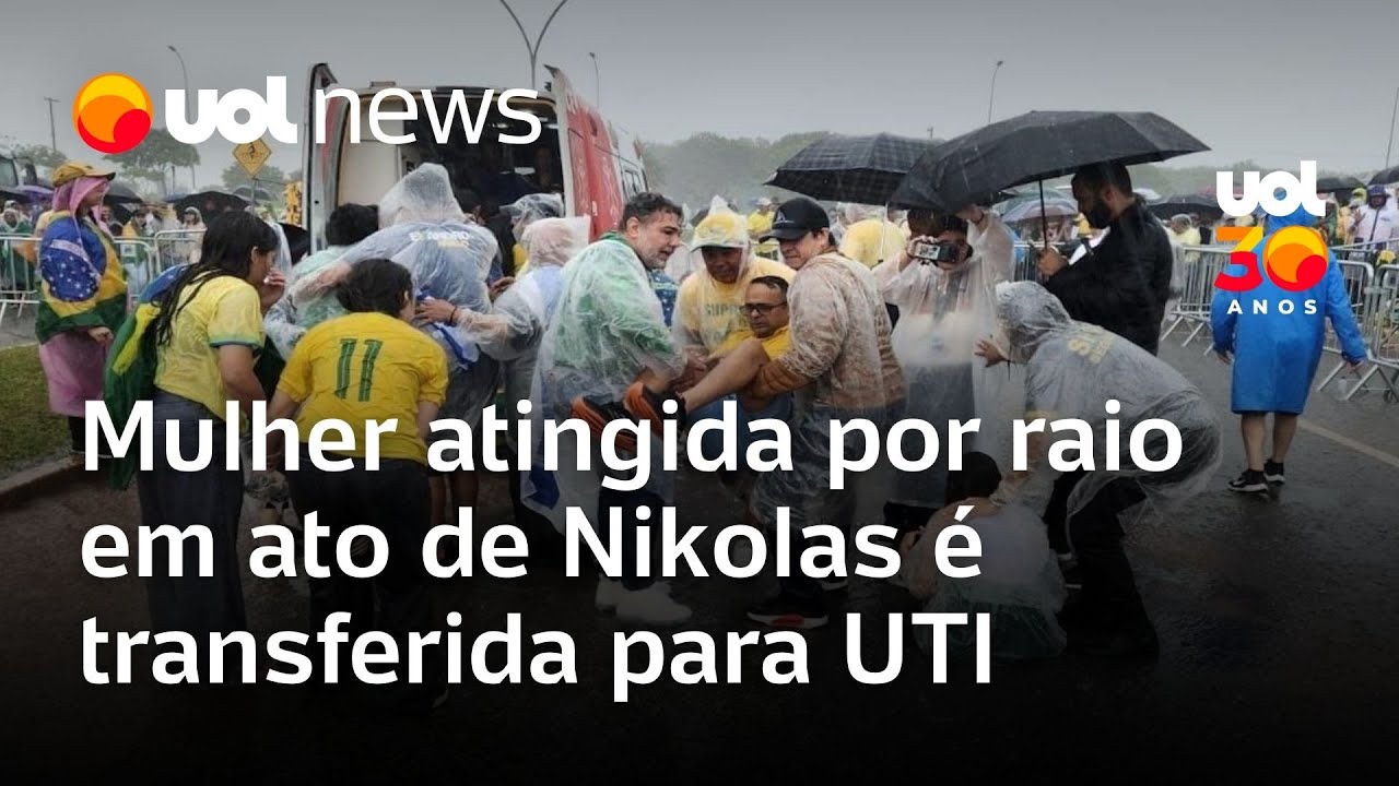 Mulher atingida por raio em ato liderado por Nikolas Ferreira é transferida para UTI
