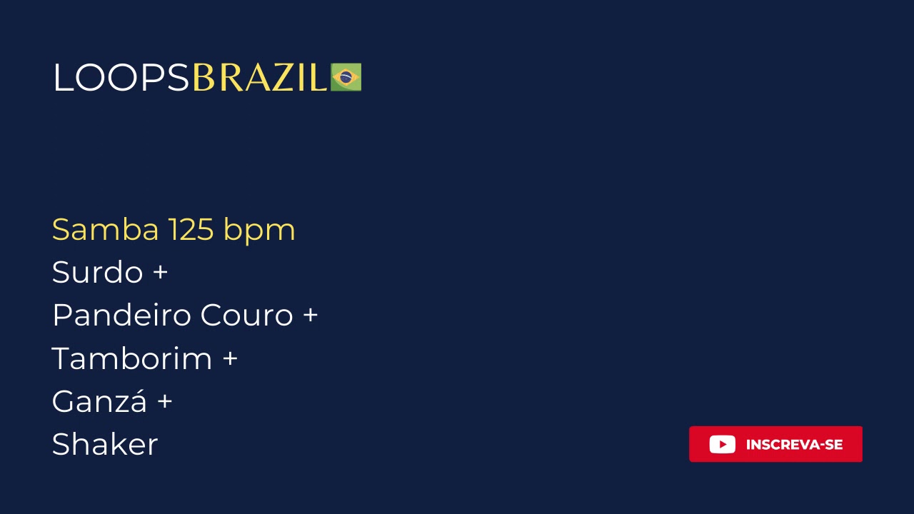 Samba 125 bpm - Surdo + Pandeiro Couro + Tamborim + Ganzá + Shaker