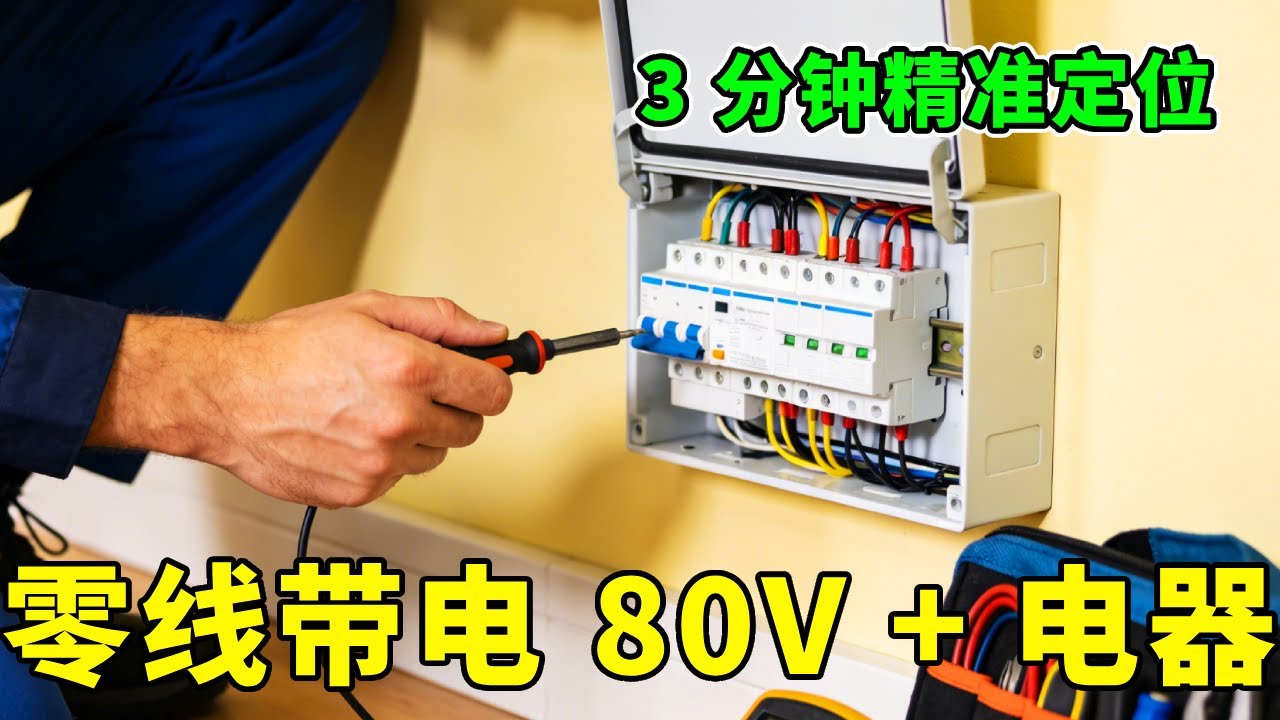 太危险！零线带电 80V + 电器瘫痪，3 分钟精准定位，一招搞定电路故障【电工小学生】# 维修 #