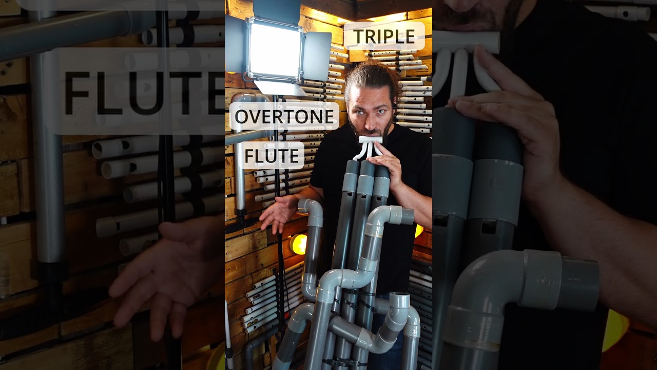 Triple bass overtone flute with a simple harmonica style mouthpiece, effective!