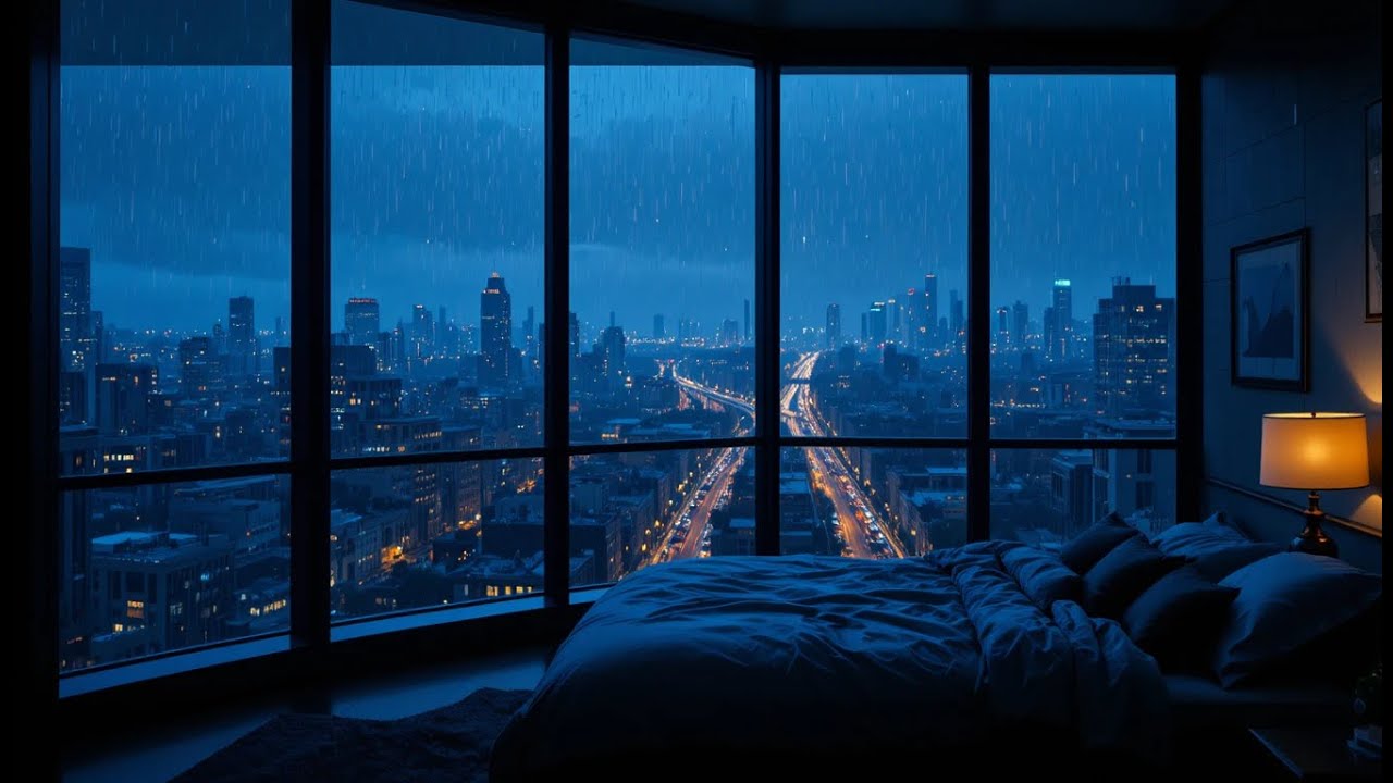 Rainy Urban Night Sounds 🌃 ASMR Rain for Sleeping, Stress Relief & Calm