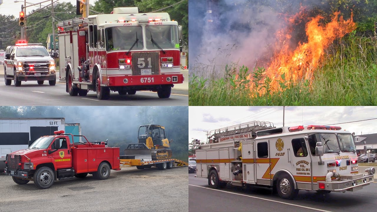 Fire Trucks Responding To A Large Brush Fire In Manchester Nj 6-9-23