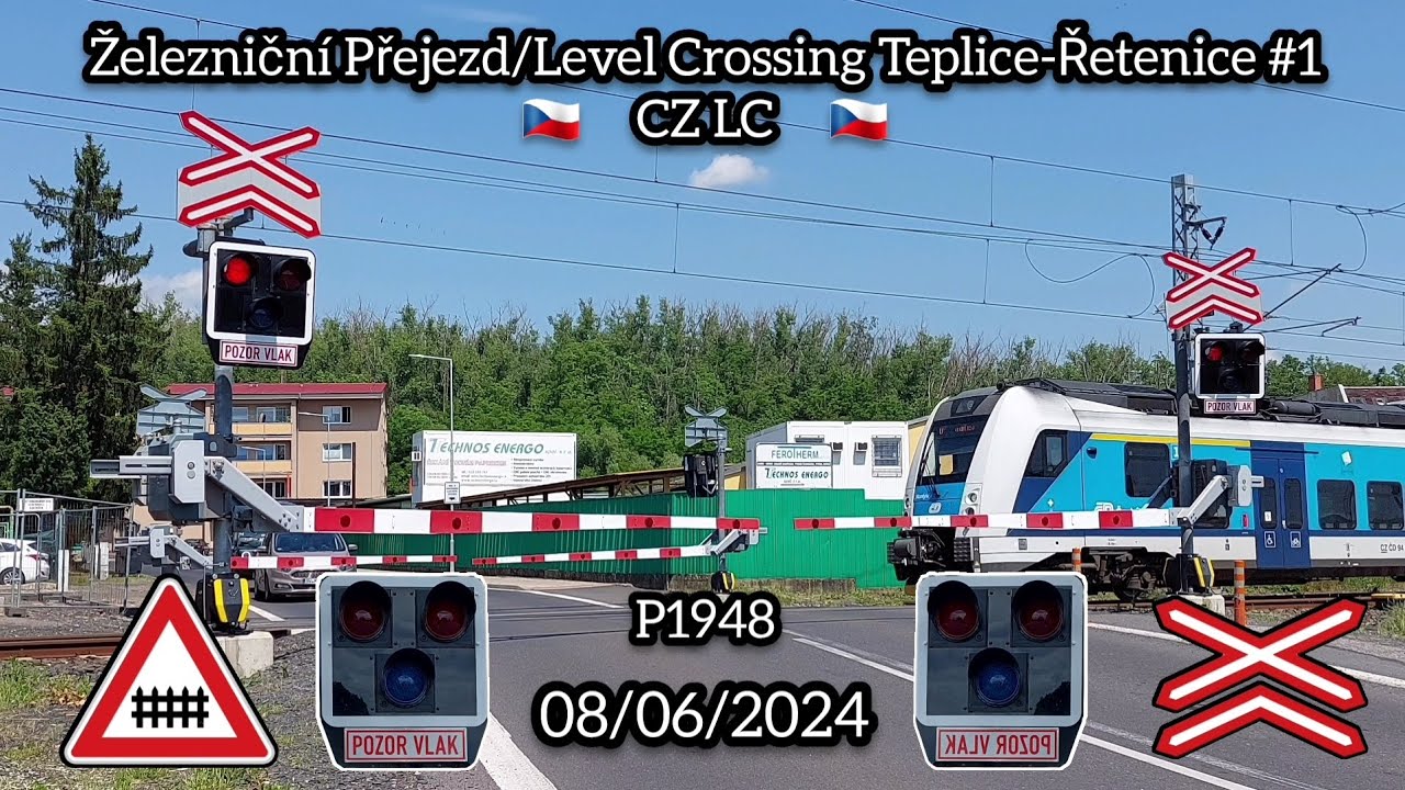 Železniční Přejezd/Level Crossing Teplice-Řetenice #1 - P1948 | 🇨🇿 CZ LC 🇨🇿 | 08/06/2024