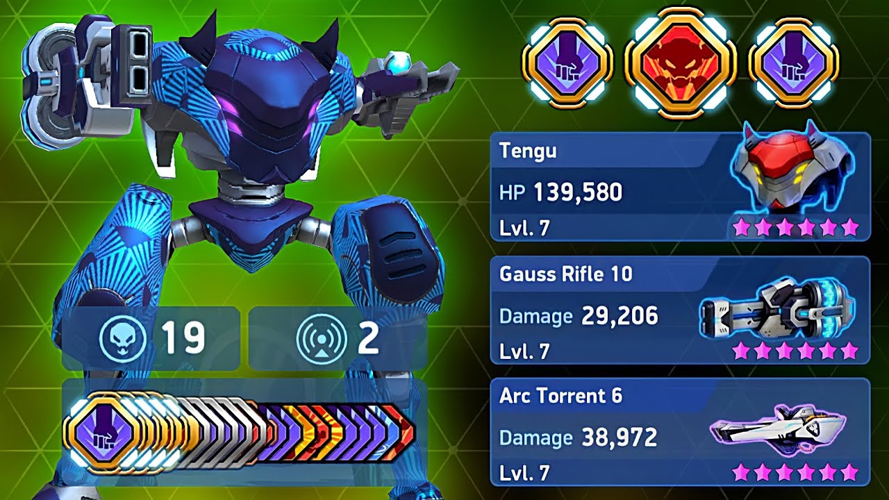 Tengu with Gauss Rifle 10 + Arc Torrent 6 - Mech Arena