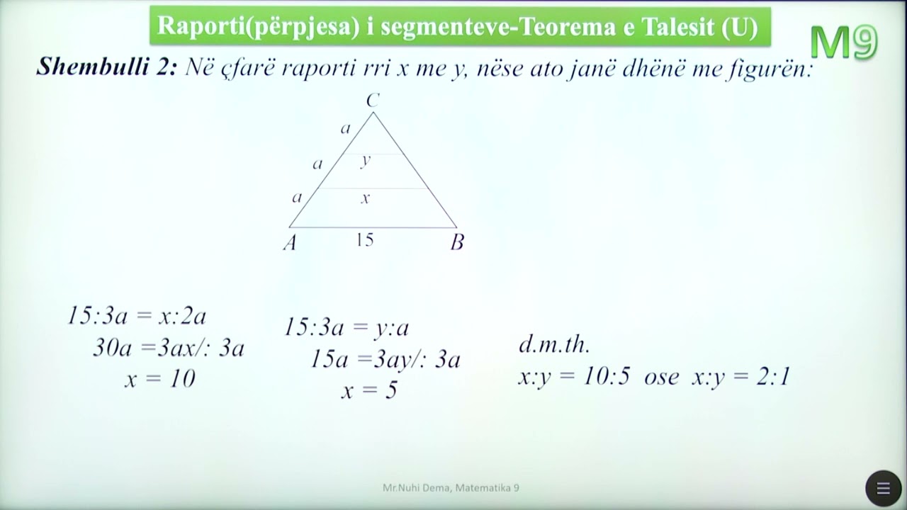 9 02 097 - Java 25 - Matematikë - raporti përpjesa i segmenteve   teorema e talesit