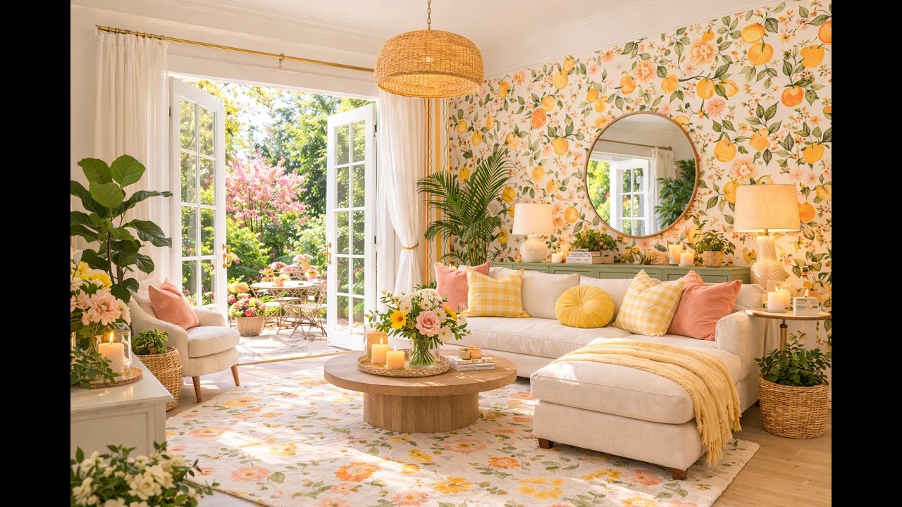 Cosy Ambient Citrus Living Room with Birdsong