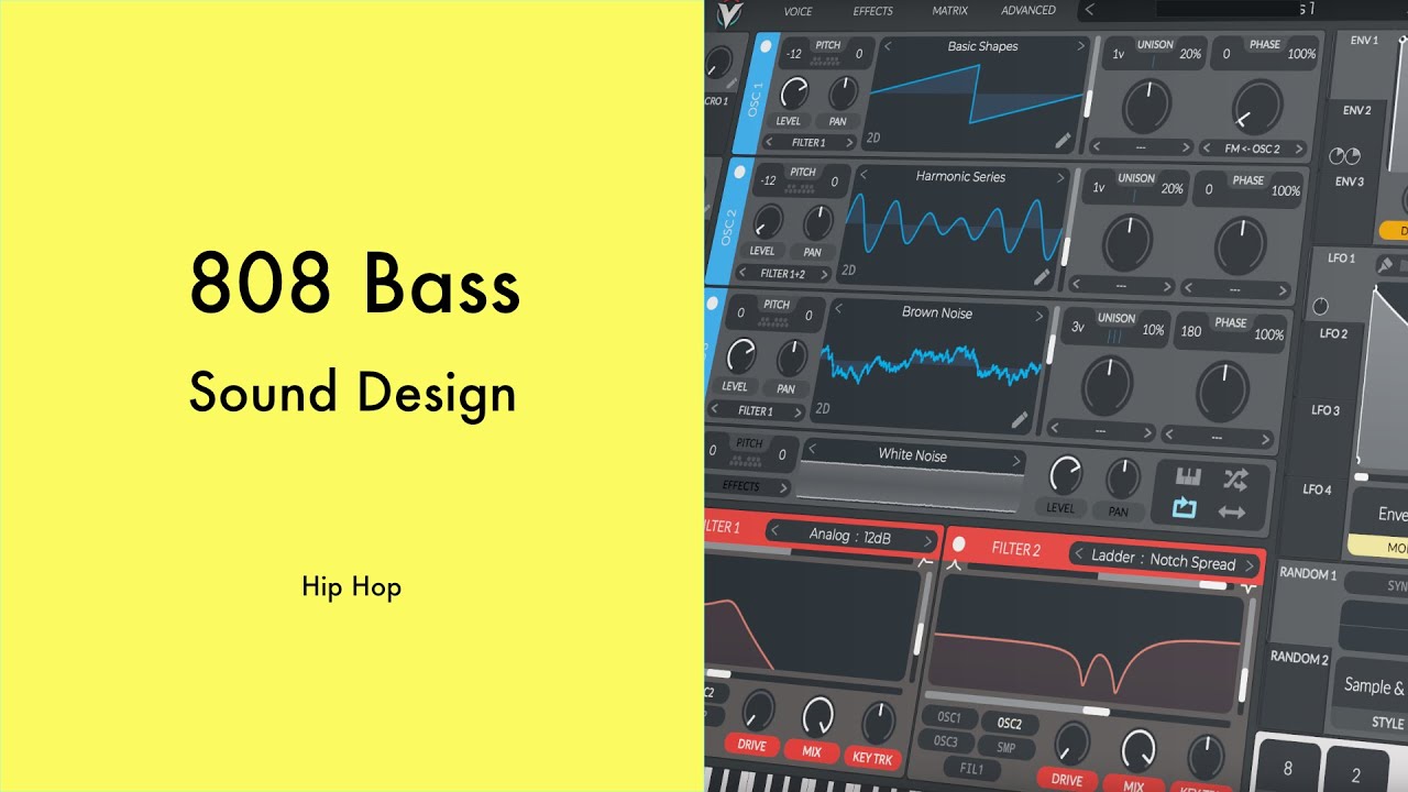 808 in Vital Synth FREE PRESETS - How to make a Hip Hop 808 Bass sound (Tutorial)