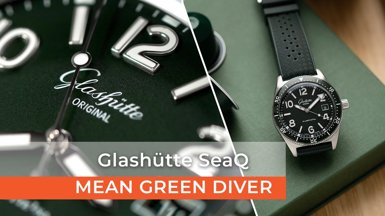A closer look at the Glashütte SeaQ diver in reed green.