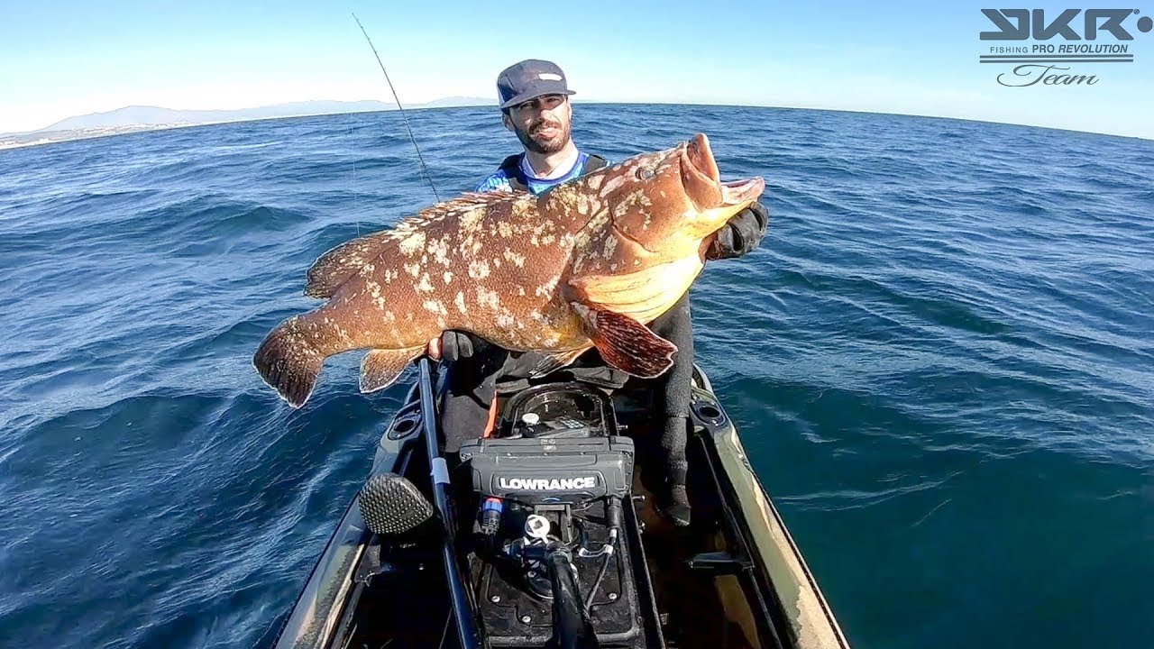 pesca en kayak jigging ( mero enero con kisuto brown)