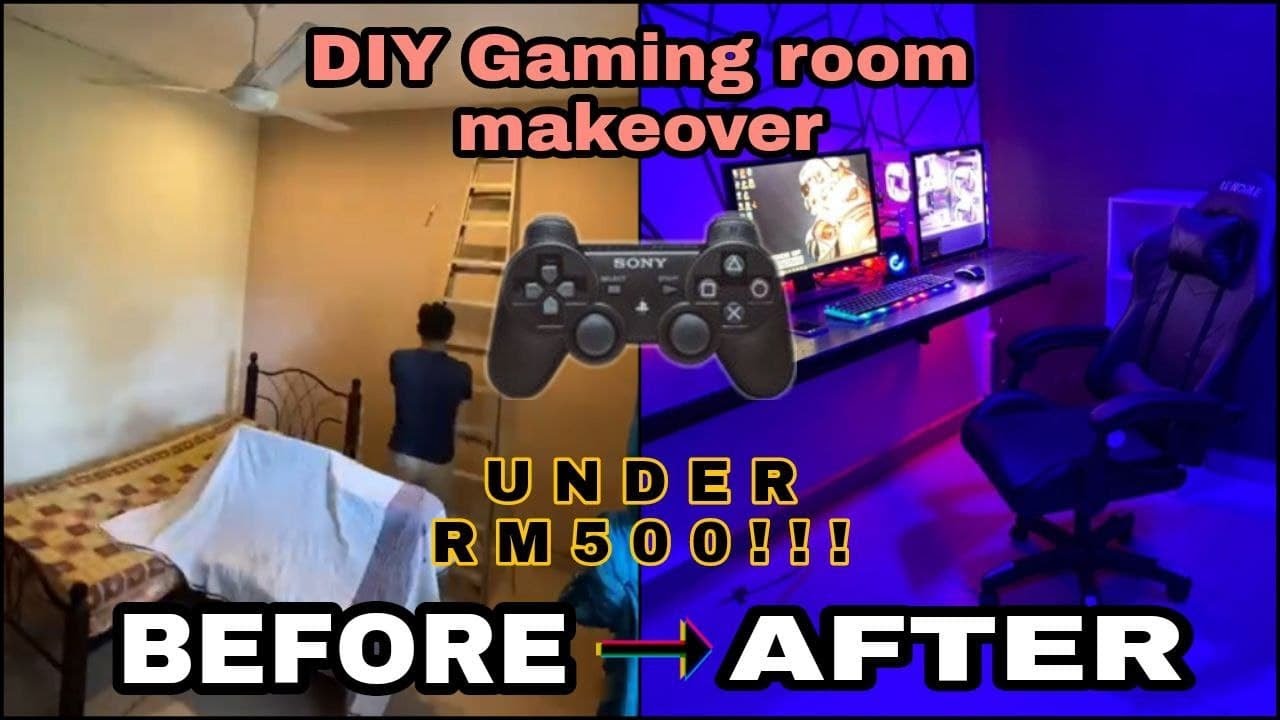 TRANSFORMING MY BEDROOM | SIMPLE GAMING ROOM MAKEOVER | BEFORE AND AFTER UNDER RM500!!!