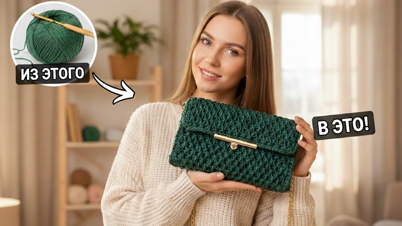 Вязаная сумка узором соты | Простой способ для всех