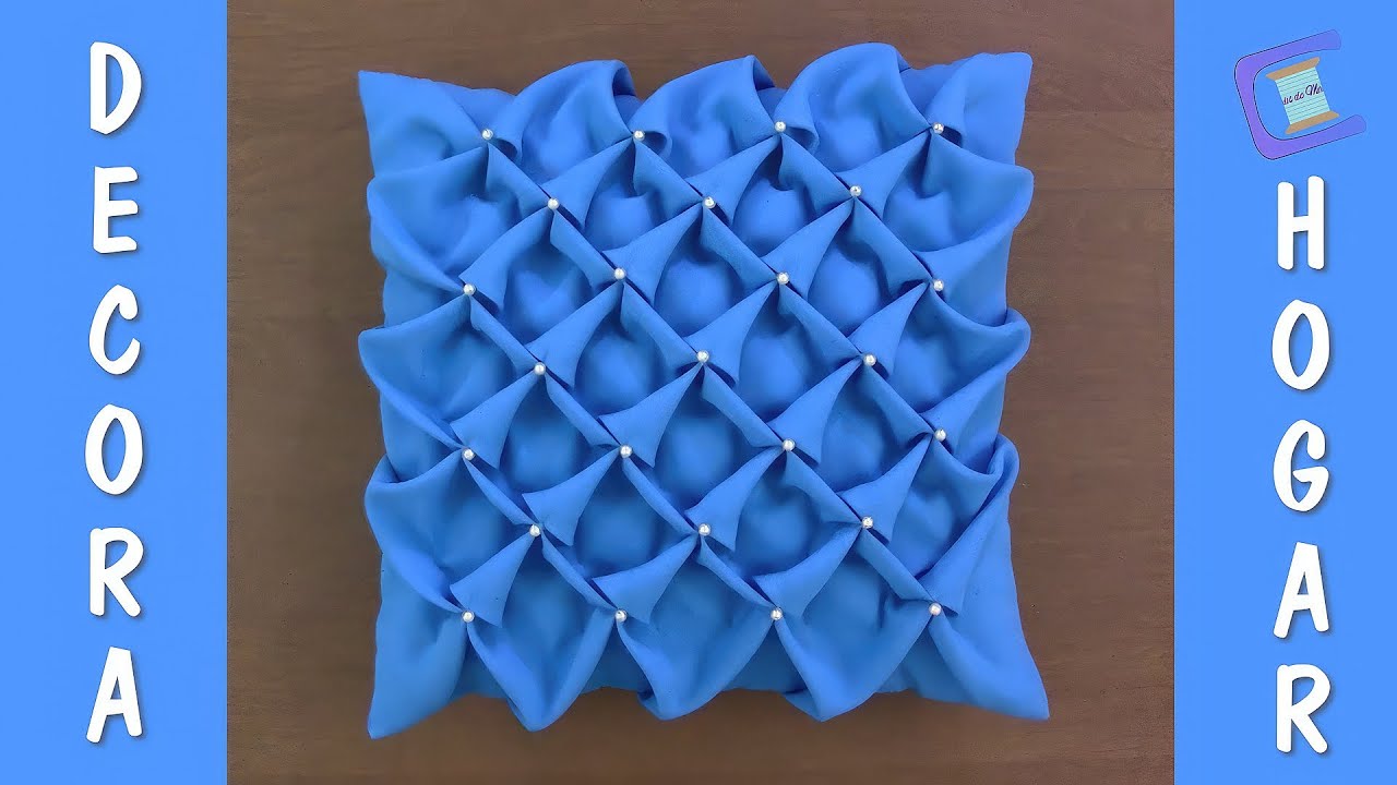 💙💙Cojín Drapeado Campanitas💙💙 ALMOFADA CAPITONE- SMOCKING CUSHION- CAPITONE-FABRIC MANIPULATION