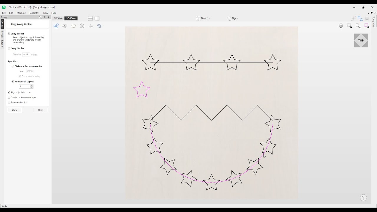 How to copy vectors along vectors in Vectric software | Offset and Layout Tools | V12 Tutorials