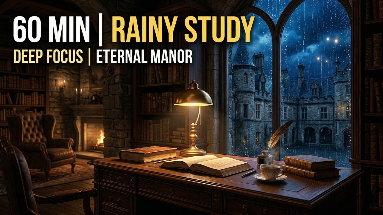 Deep Focus Study Room (60 Min) — Rain Outside | Eternal Manor