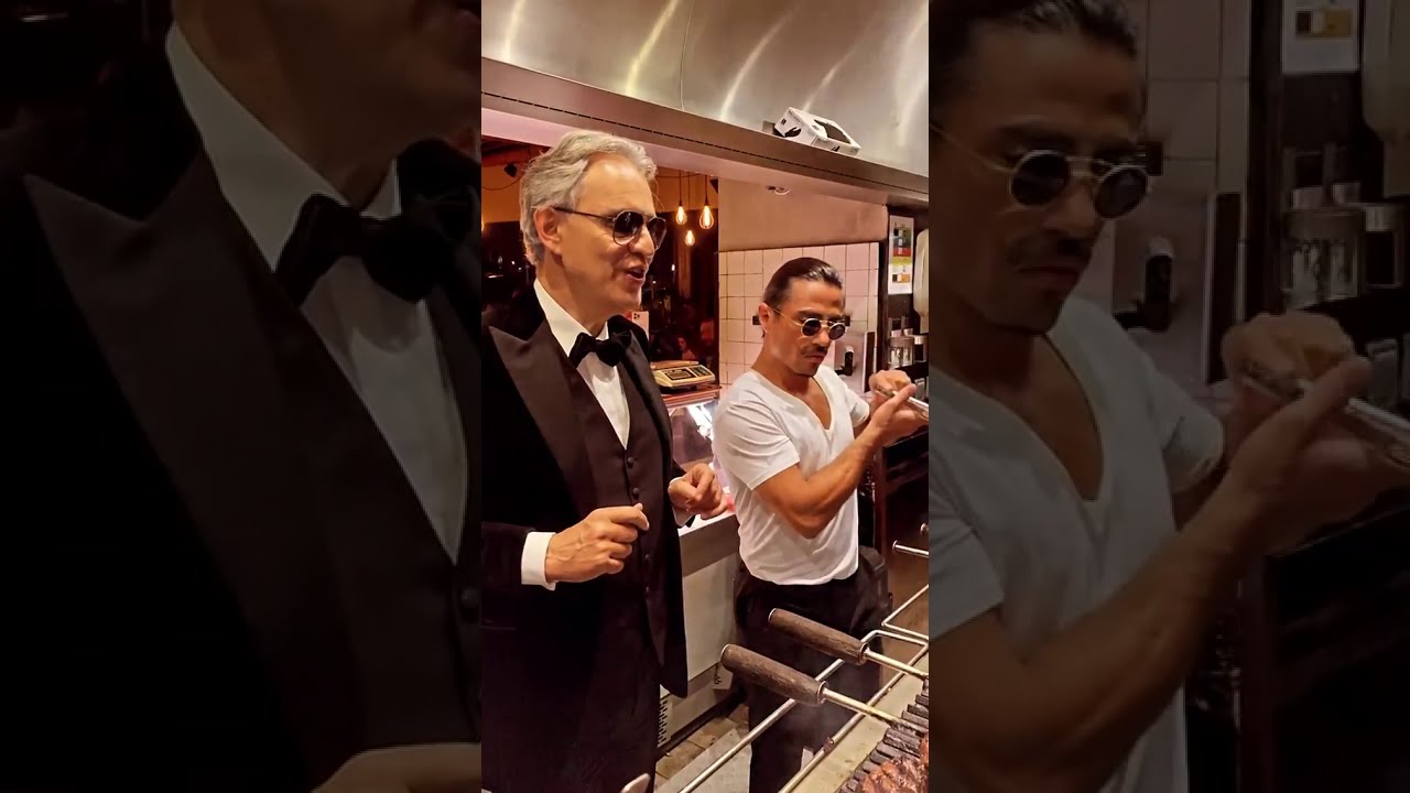 Andrea Bocelli singing Con Te Partiro to #Saltbae meat !!!