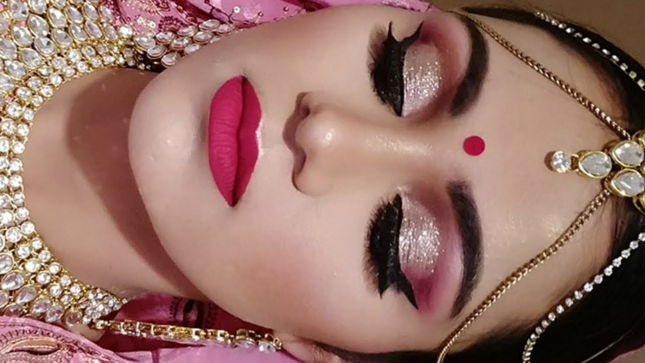 INDIAN Asian BRIDAL Makeup Tutorial In HINDI |GLITTERY Eyes Full HD MAKEUP