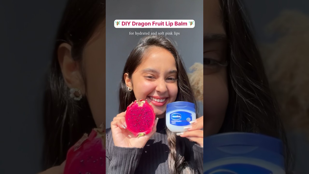 DIY dragon fruit lip balm for dry and pigmented lips 🫧💗 #ashortaday #skincare #homemade