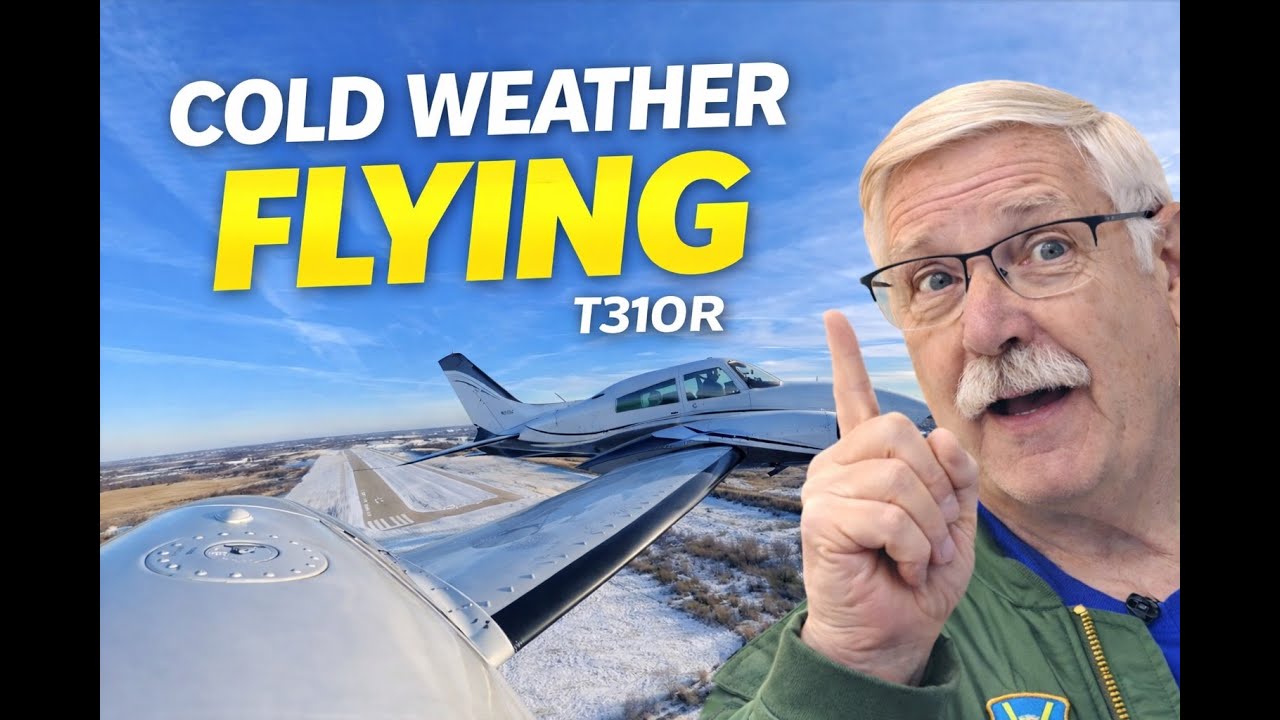 Полет на моей Cessna T310R в холодный, но оживленный зимний день. HD 720p