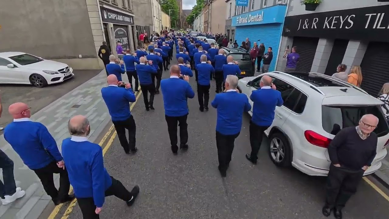 Pride of the Maine 50th anniversary band parading Ballymena.