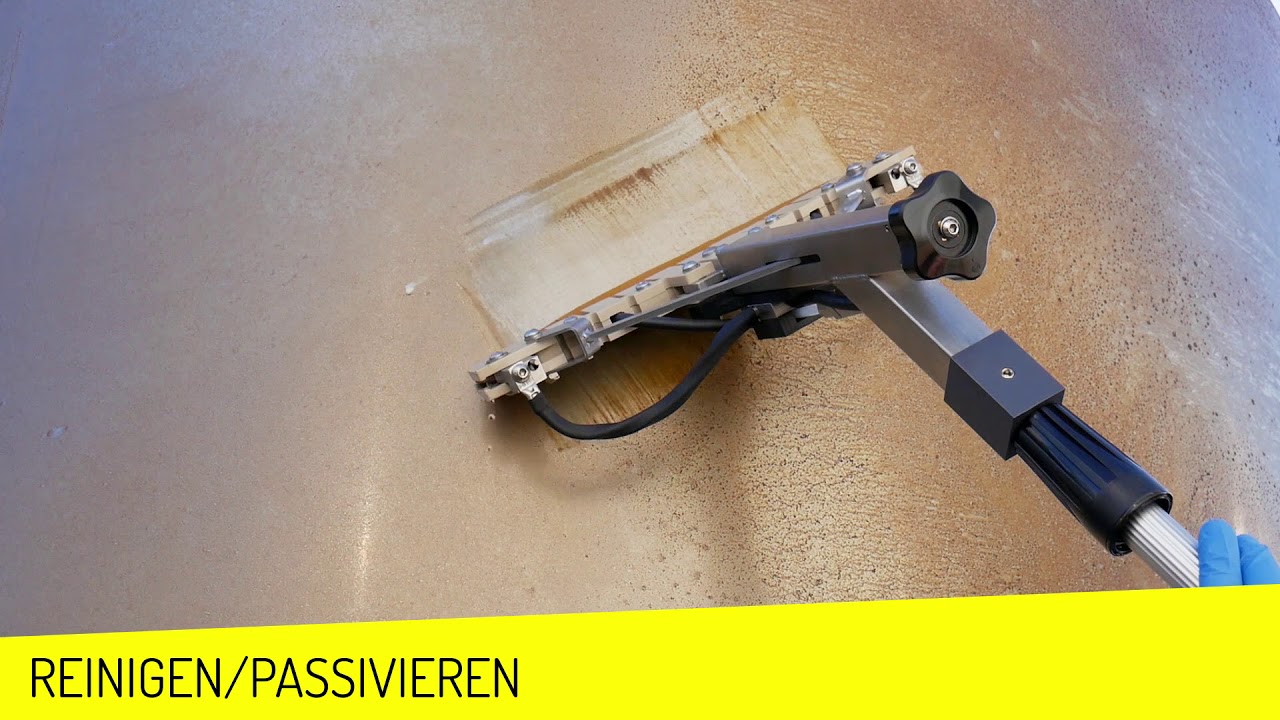 CLINOX SURFACE PLUS L&ouml;sung f&uuml;r die sofortige &ouml;kologische Behandlung der gro&szlig;en Edelstahl Oberfl&auml;chen