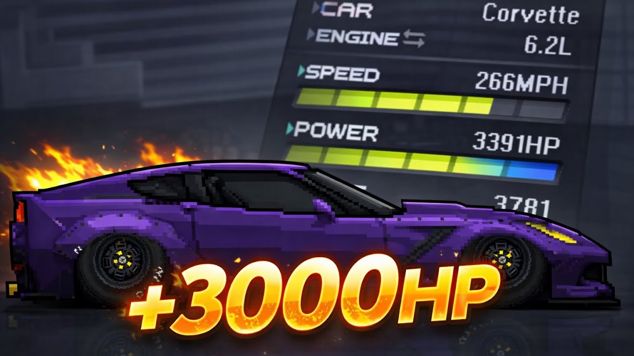Modifico mi CORVETTE hasta 3000HP |Pixel Car Racer (Coche Muy Potente) 