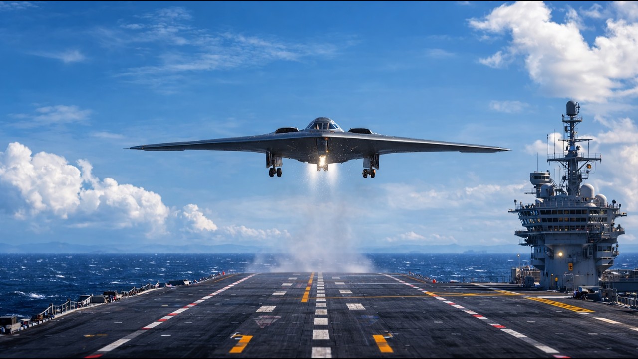 B-2 Bomber Flying from Aircraft Carrier | Extreme Military Takeoff
