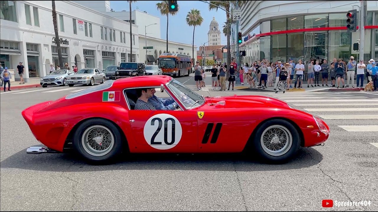 FERRARI 250 GTO за 70 миллионов долларов едет по улицам Беверли-Хиллз! Обороты и звук пониженной ...