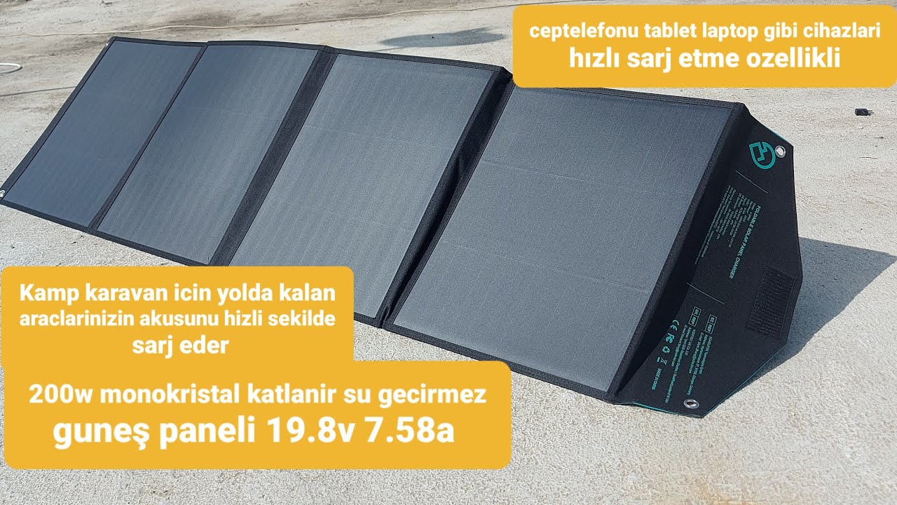 KROAK SP-06 200W Katlanabilir Su Geçirmez Monokristal GÜNEŞ PANELI