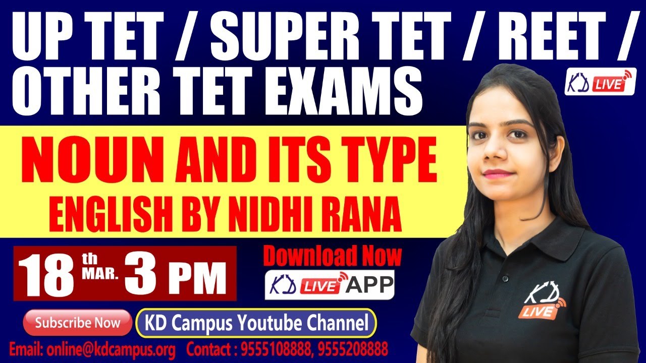 UP TET / SUPER TET / REET / OTHER TET EXAMS || NOUN AND ITS TYPE || BY NIDHI RANA MAM