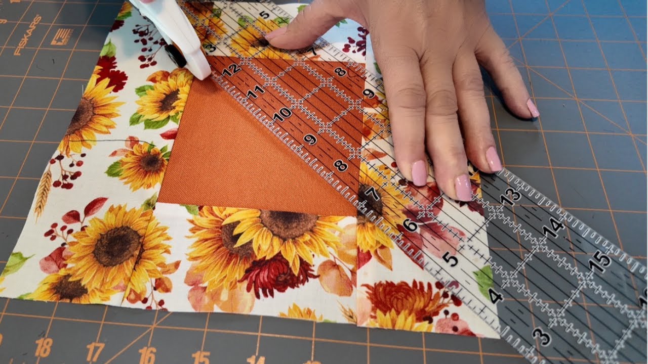 Orange Sunflower Quilt Block