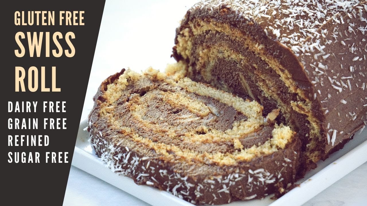 Healthy Swiss Roll Cake / Roulade Cake - Grain Free, Gluten free, Dairy Free