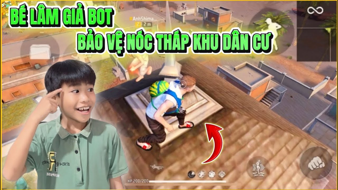 Thử Thách Giả Bot Bảo Vệ Nóc Tháp Khu Dân Cư, Bé Lâm Bị Tuấn Khỉ Săn ???