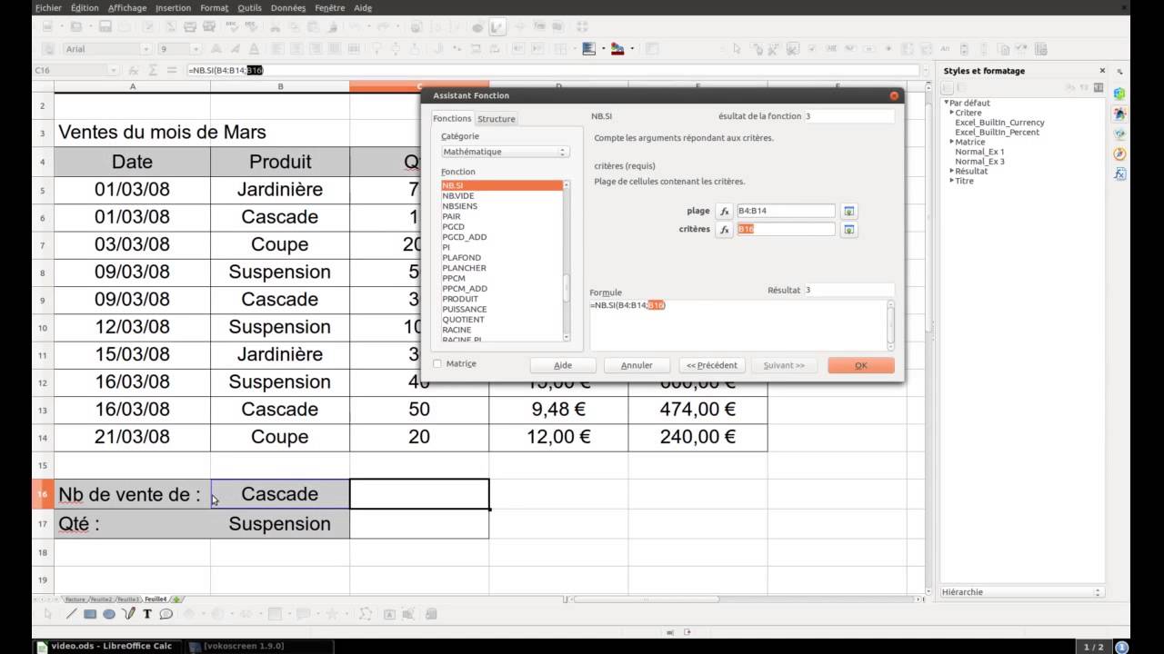 Tuto vidéo : Les fonctions conditionnelles (NB.SI et SOMME.SI) dans LibreOffice Calc