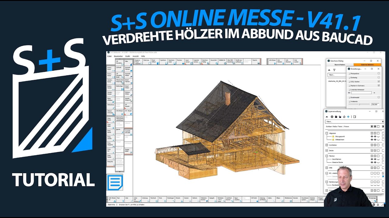 S+S Online-Messe V41.1 - Verdrehte Hölzer im ABBUND aus BauCaD