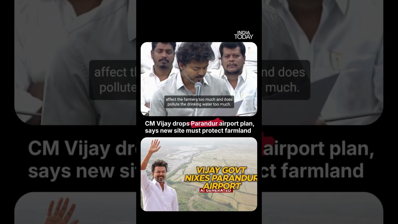 Tamil Nadu CM Vijay Drops Parandur Airport Plan, Cites Impact On Farmers & Agricultural Land #Shorts