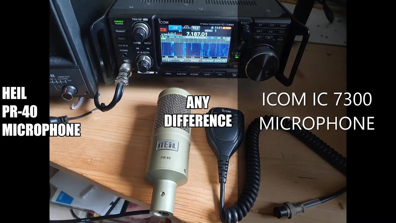 Сравнение штатного электрофона ICOM IC-7300 со студийным динамическим микрофоном HEIL PR-40.