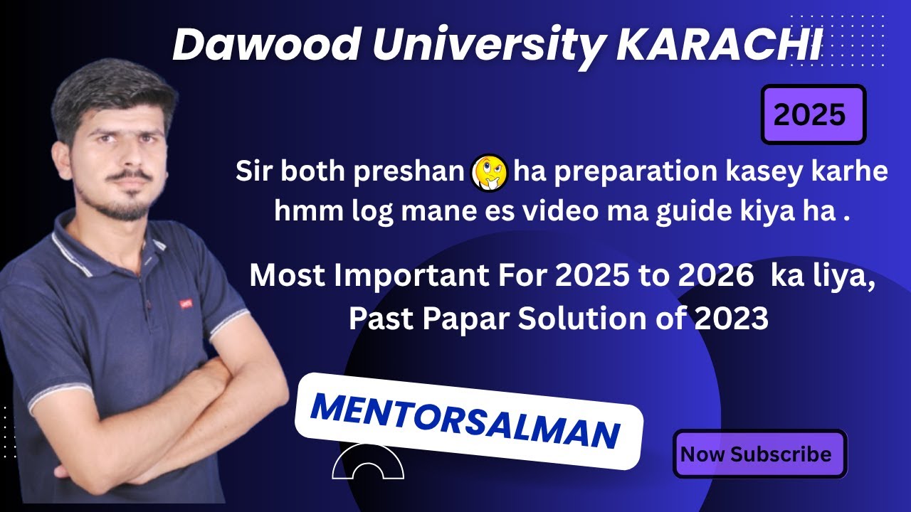 Past Paper Solution of Dawood University  (2024 to 2025) || Most Important Mcqs For 2025 to 2026.