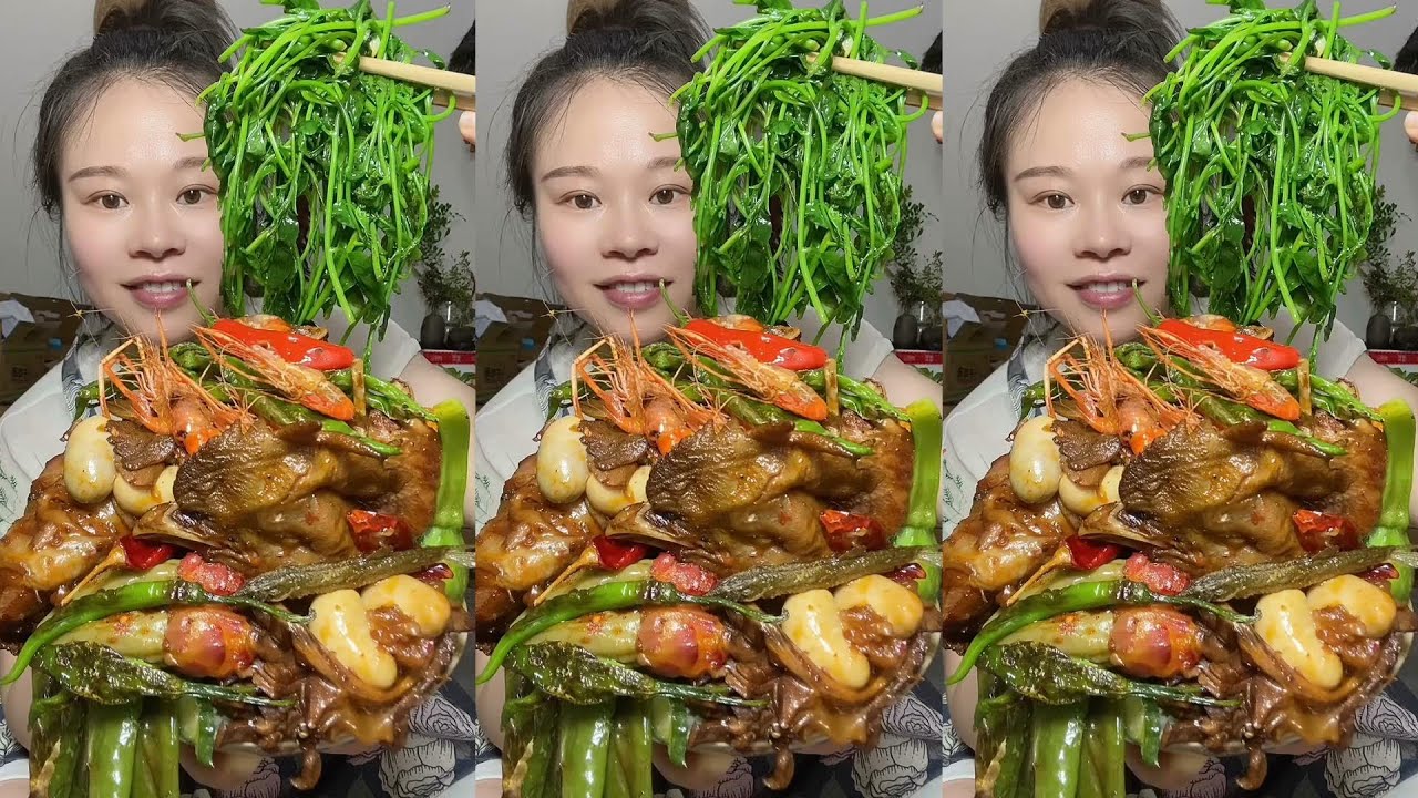 🔥 Homemade Mukbang | Braised Pork, Water Spinach, Eggs & Super Spicy Chili 🌶️ | Super delicious