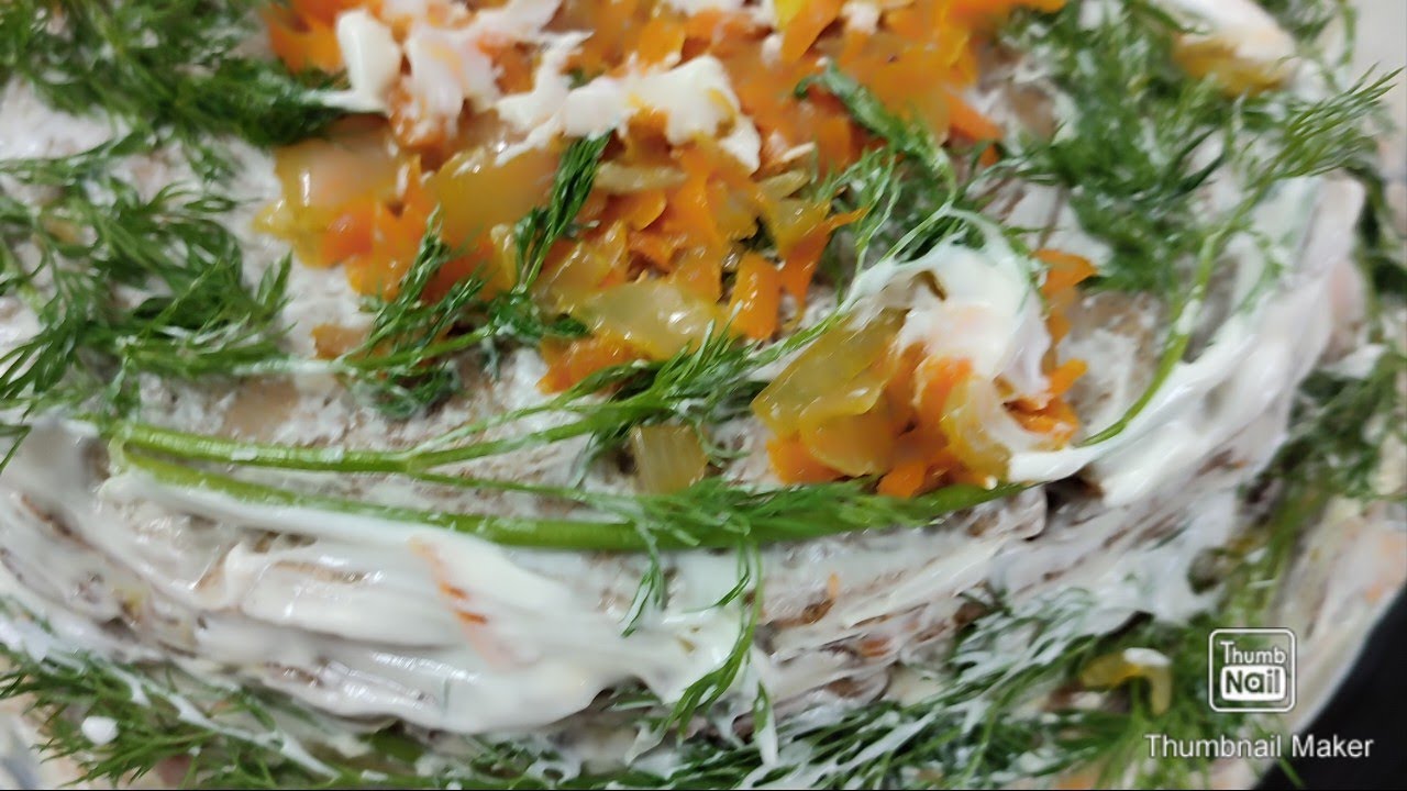 Закусочный печёночный торт. Вкусно, красиво и очень аппетитно !