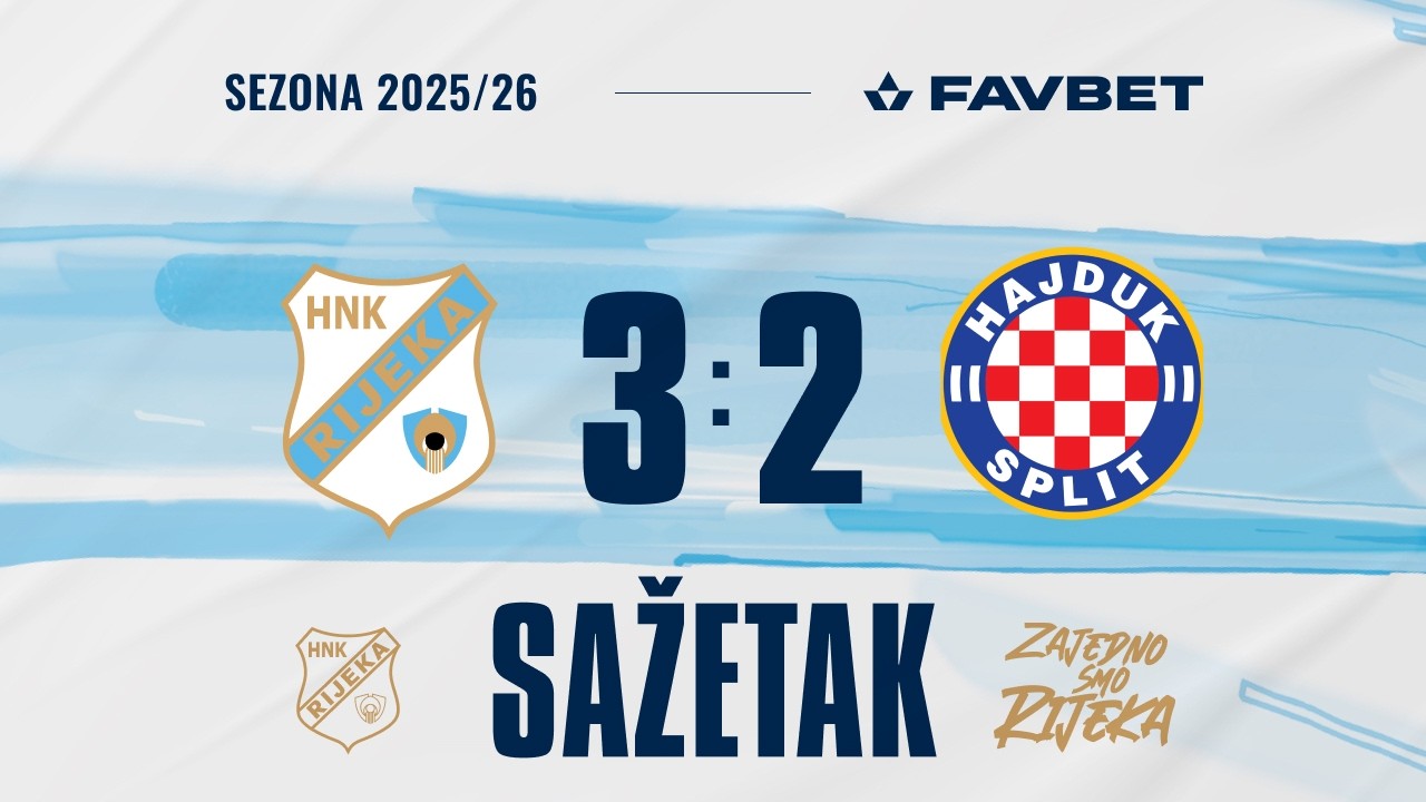 SuperSport Hrvatski kup: Rijeka - Hajduk 3:2, četvrtfinale, (2025./2026.)