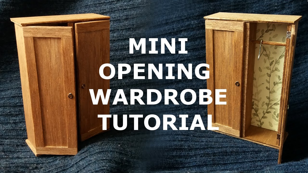 Miniature wardrobe with wallpaper tutorial. DIY Dollhouse furniture. Armario en miniatura