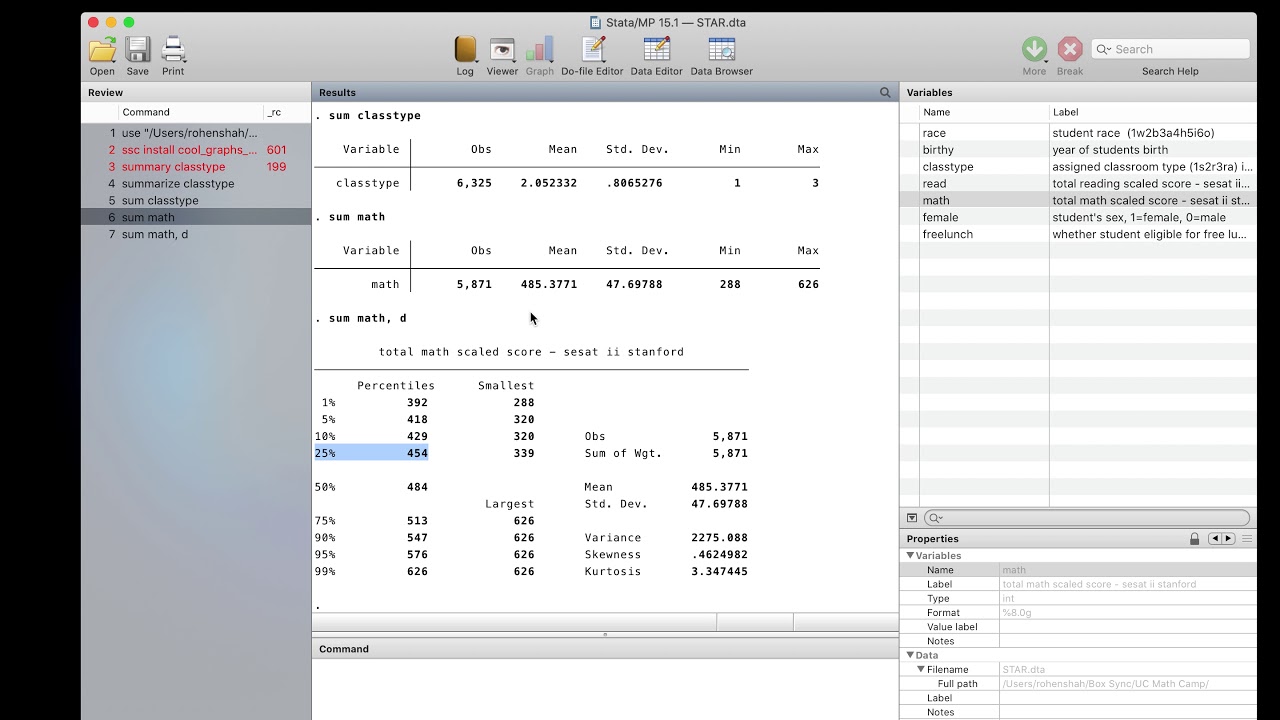 Stata: Summary Statistics