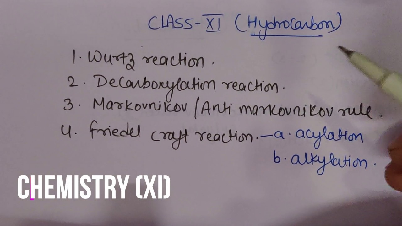 Chemistry class 11 Imp. organic reactions#hydrocarbon #wurtzreaction #Decarboxylation#friedelcraft