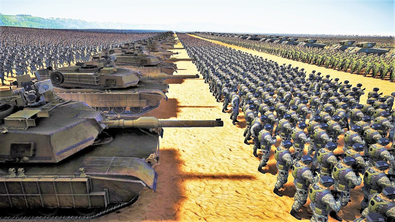 MODERN ARMY with M1 Abram Tanks & MLRS vs 2 MILLION WW2 ARMY - Ultimate Epic Battle Simulator 2