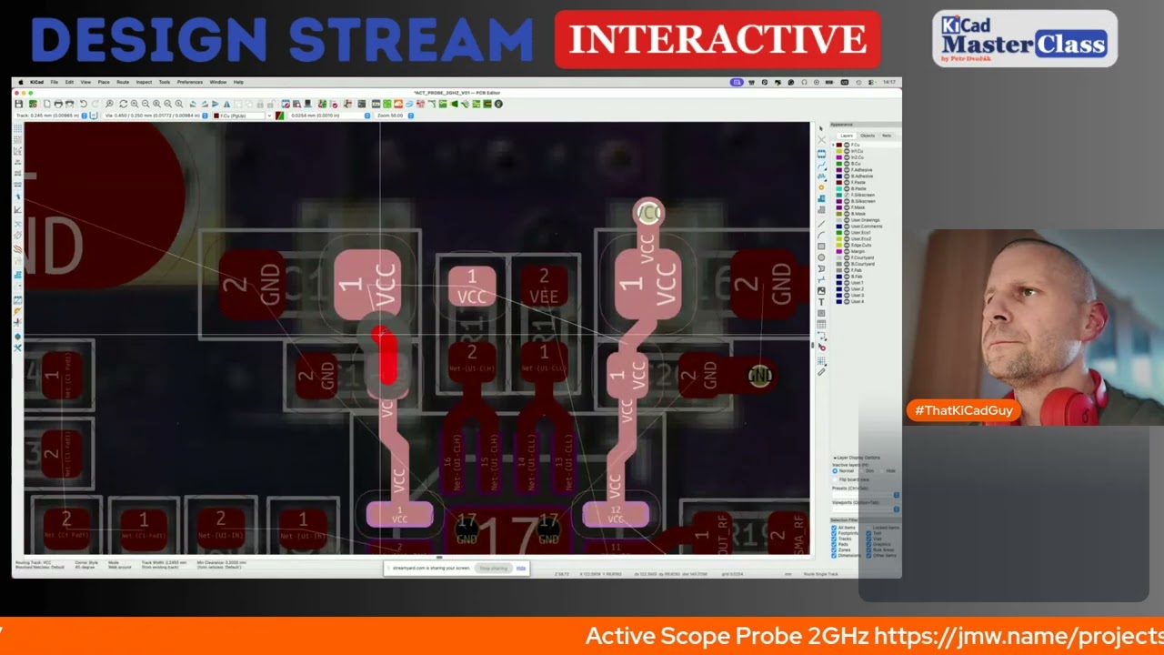 KiCad Design Stream Active Scope Probe 2GHz, part 5