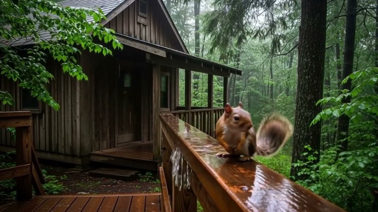 🌧️ Spring Rain in a Forest Cabin | Rain Sounds Only for Deep Sleep & Relaxation (10 Hours)