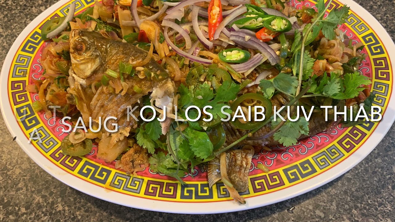 Cooking Whole Tinfoil Barb Fish (Ua Ntses Noj)