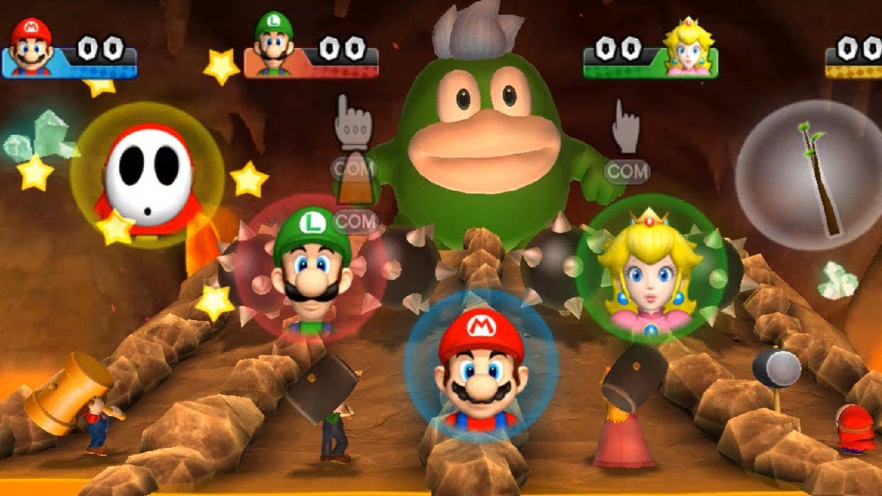 Mario Party 9 Boss Rush - Mario vs Luigi vs Peach vs Shy Guy| Cartoons Mee