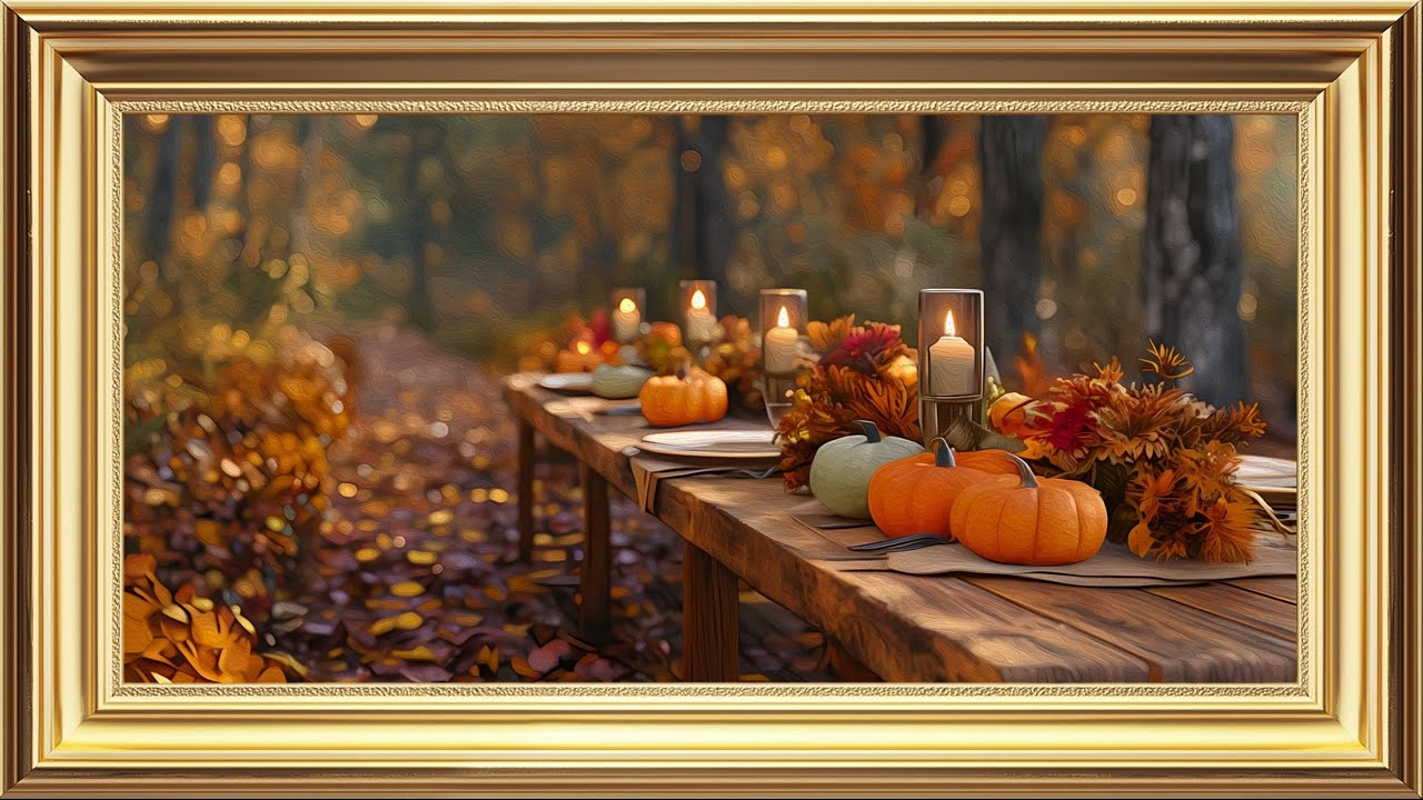 Cozy Fall Tablescape Ambience | 4K Framed TV Art for Autumn Decor and Thanksgiving Atmosphere